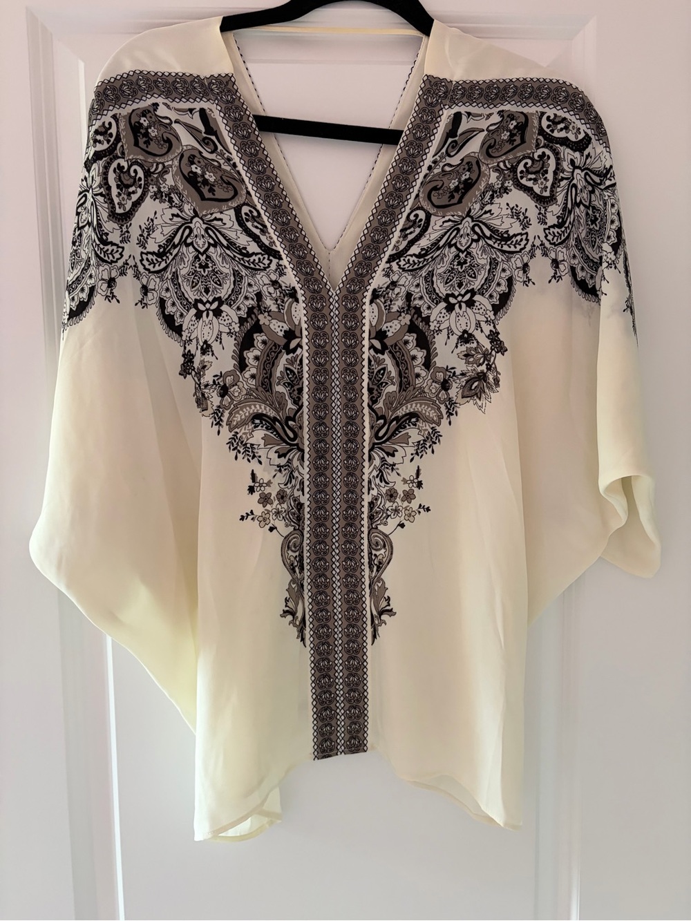 Rose & Olive Cream Tunic with Black Paisley Print